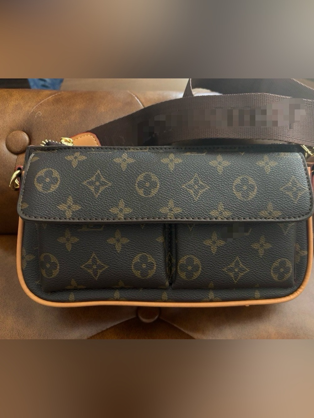 Monogram Canvas Messenger Bag in Brown